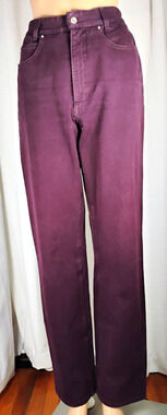 Cambio Sharon Jeans Womens 12 Wine Red Stretch Straight Leg Denim Minimalist